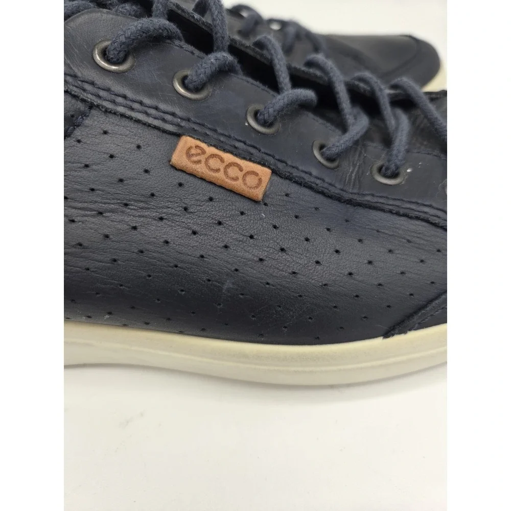 Mens Ecco Shoes Soft 7 Navy Soft Leather Shoes Trainers Size 45 (US 11) Preowned